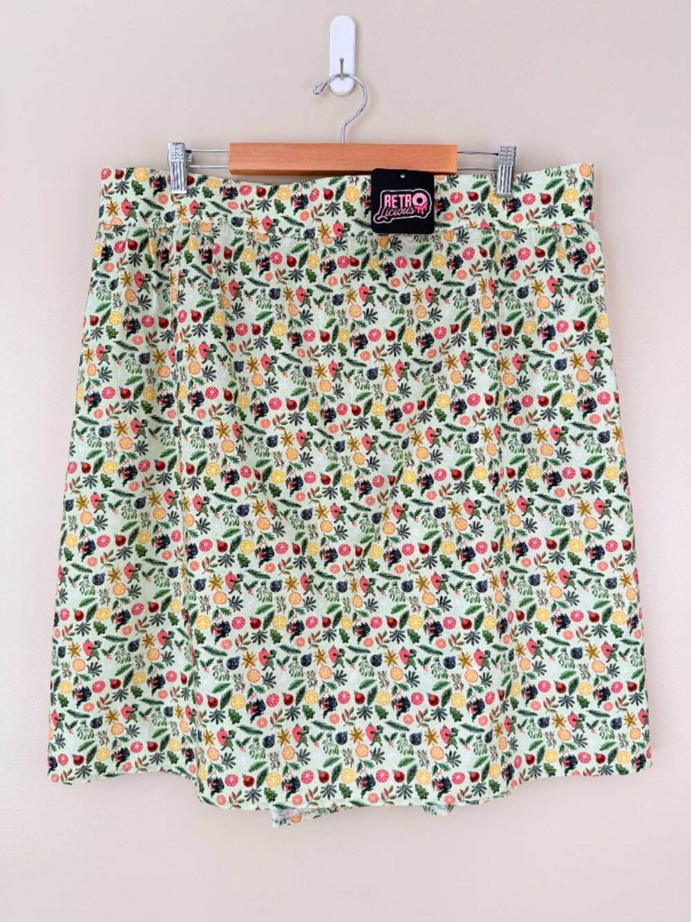 NWT Retrolicious Fruit Print 100% Cotton Pull On Skirt Size 2X